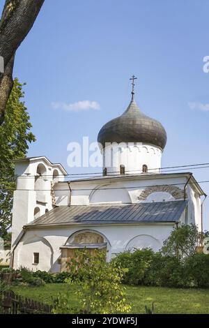 Cristo Trasfigurazione Cattedrale del Monastero di Mirozhsky (XII secolo) a Pskov, Russia, Europa Foto Stock