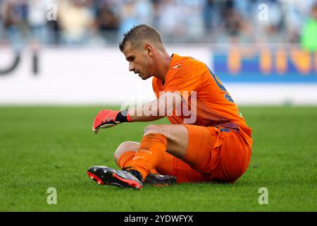 Roma, Italia. 27 ottobre 2024. Ivan Provedel portiere della Lazio reagisce durante la partita di campionato italiano di serie A tra SS Lazio e Geno Foto Stock