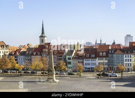 Vista del centro storico di Erfurt, Germania, Europa Foto Stock