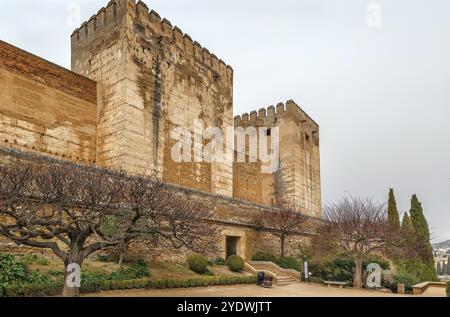 Fortezza Alcazaba in Alhambra, Granada, Spagna, Europa Foto Stock