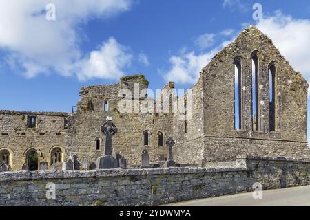 L'abbazia di Cong, nota anche come abbazia reale di Cong, è un sito storico situato a Cong, in Irlanda. Le rovine dell'ex abbazia agostiniana sono per lo più datate Foto Stock