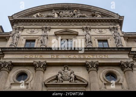 Facciata dell'edificio che ospita la Corte di Cassazione, la più alta corte del sistema giudiziario francese, Parigi, Francia Foto Stock