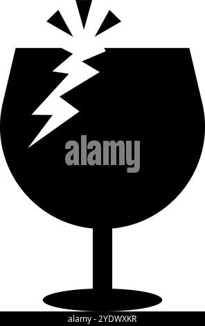 Icona sagoma del vetro rotto. Fragile. Vettore modificabile. Illustrazione Vettoriale