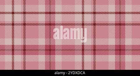 Il motivo senza cuciture presenta un design a quadri senza tempo nelle tonalità rosa e rosso, caratterizzato da linee e quadrati intersecanti. Illustrazione Vettoriale