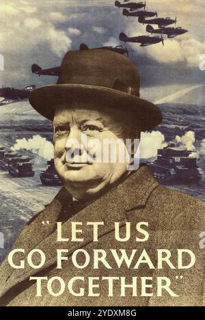 Winston Churchill Motivation poster, governo britannico del 1940 - Foto Stock