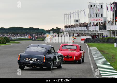 Nigel Greensall, John Spiers, AC Cobra, Jimmie Johnson, Dario Franchitti, Aston Martin DB4GT, Stirling Moss Memorial Trophy, con cabina di pilotaggio chiusa Foto Stock