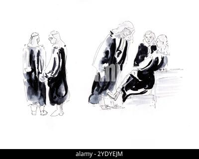 dessin d'audience palais de justice de toulouse tribunal judiciaire Foto Stock