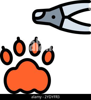 Le frese a pinza colorano il segno semplice. Icone vettoriali di Grooming Tools. Icone per la cura degli animali domestici e degli accessori. Indispensabili per cani e gatti. Icone per i negozi di animali domestici e Ani Illustrazione Vettoriale