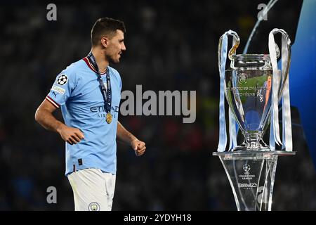 Foto massimo Paolone/LaPresse 10 giugno 2023 - Istanbul, Turchia - sport, calcio - Manchester City vs Inter - UEFA Champions League 2022/2023 - finale - Stadio Olimpico Ataturk. Nella foto: i giocatori del Manchester City festeggiano per la vittoria della Champions League 2022/2023 - Rodri (Manchester City FC) 10 giugno 2023 Istanbul, Turchia - sport, calcio - Manchester City vs Inter - UEFA Champions League 2022/2023 - finale - Ataturk Olympic Stadium. Nella foto: I giocatori del Manchester City festeggiano per aver vinto la Champions League 2022/2023 - Rodri (Manchester City FC) Foto Stock