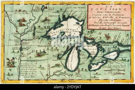 Vintage Digital Detailed Lake Michigan Map Printable Download Foto Stock