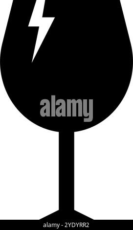 Icona sagoma in vetro incrinato. Fragile. Vettore modificabile. Illustrazione Vettoriale