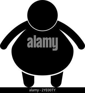 Icona silhouette persona grassa. Forma corporea corposa e obesa. Vettore modificabile. Illustrazione Vettoriale