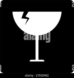 Icona sagoma di attenzione per oggetti fragili quadrati. Vettore modificabile. Illustrazione Vettoriale