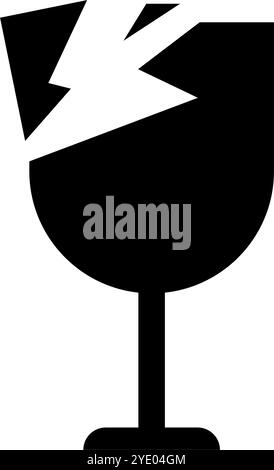 Icona sagoma in vetro rotta. Fragile. Vettore modificabile. Illustrazione Vettoriale