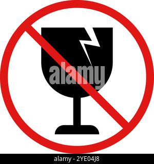 Icona di attenzione fragile. Vetro rotto. Vettore modificabile. Illustrazione Vettoriale