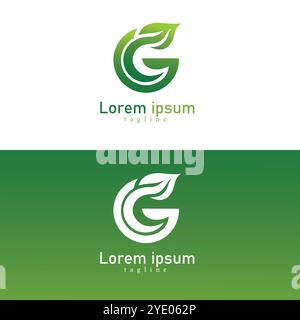 Design ecologico con logo "G" con elemento Leaf: Perfetto per aziende sostenibili, organiche o ecologiche Illustrazione Vettoriale