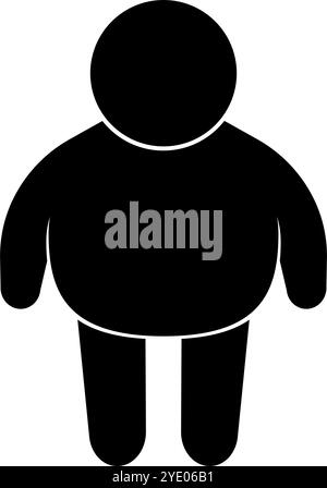 Icona FAT Man silhouette. Corpo paffuto. Vettore modificabile. Illustrazione Vettoriale