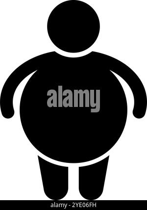Icona silhouette persona grassa. Vettore modificabile. Illustrazione Vettoriale