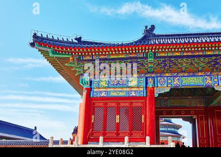 Pagode, padiglioni all'interno del complesso del Tempio del Paradiso a Pechino, Cina. Foto Stock