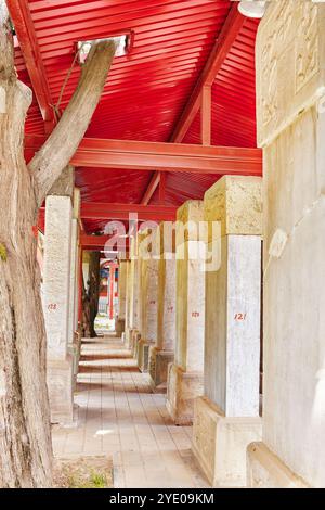 Tavoletta di pietra all'interno del Tempio di Confucio a Pechino, il secondo tempio confuciano più grande della Cina. Pechino. Foto Stock