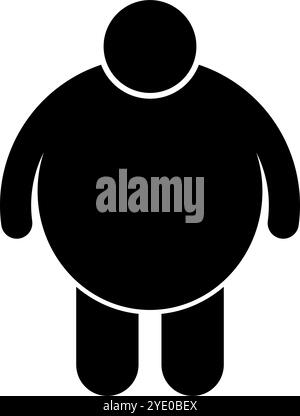 Icona silhouette persona grassa. Sovrappeso. Obesità. Vettore modificabile. Illustrazione Vettoriale
