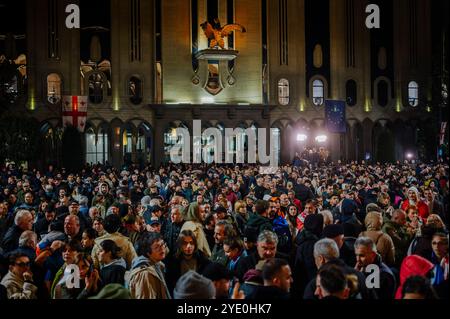 Jan Schmidt-Whitley - manifestazione di opposizione a Tbilisi contro il partito filo-russo Georgian Dream - 28/10/2024 - Georgia (Europa)/Tbilisi/Tbilisi - migliaia di manifestanti si sono riuniti nella capitale georgiana Tbilisi lunedì 28 ottobre in risposta a un appello dell'opposizione filo-occidentale, che si rifiuta di riconoscere i risultati delle elezioni parlamentari, accusando il partito al governo di essere filo-russo e di aver "rubato" il voto. Il Presidente Salome Zurabishvili ha denunciato una “totale falsificazione” delle elezioni parlamentari e ha accusato la Russia. Foto Stock