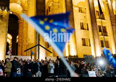 Jan Schmidt-Whitley - manifestazione di opposizione a Tbilisi contro il partito filo-russo Georgian Dream - 28/10/2024 - Georgia (Europa)/Tbilisi/Tbilisi - migliaia di manifestanti si sono riuniti nella capitale georgiana Tbilisi lunedì 28 ottobre in risposta a un appello dell'opposizione filo-occidentale, che si rifiuta di riconoscere i risultati delle elezioni parlamentari, accusando il partito al governo di essere filo-russo e di aver "rubato" il voto. Il Presidente Salome Zurabishvili ha denunciato una “totale falsificazione” delle elezioni parlamentari e ha accusato la Russia. Foto Stock