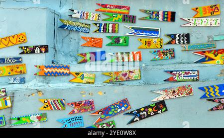 Wall in Gamcheon Culture Village (coreano: 감천문화마을) è una città all'interno di Gamcheon-dong, distretto di Saha, Busan, Corea del Sud. Foto Stock