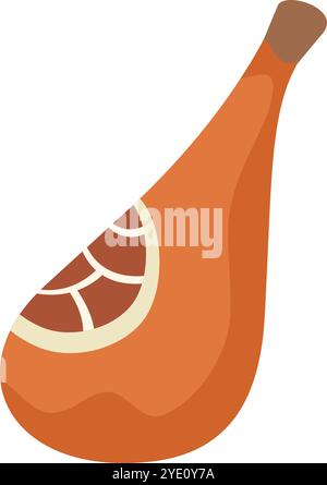 Questa illustrazione vettoriale mostra un prosciutto intero, un pezzo forte della cucina italiana, spesso servito in fette sottili come antipasto o usato come agente aromatizzante in vari piatti Illustrazione Vettoriale