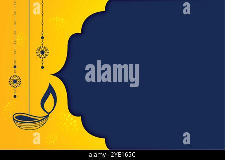 buon banner diwali con diya appeso o lampada e spazio di testo Illustrazione Vettoriale