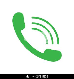 Icona telefono. Simbolo verde della suoneria. Icona di chiamata vettoriale. Dettagli delle onde sonore. Illustrazione Vettoriale