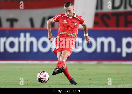 Lima, Perù. 27 ottobre 2024. Gonzalo Ritacco di Cienciano durante la partita di Liga 1 tra Universitario de Deportes e Cienciano giocata al Monumental Stadium il 27 ottobre 2024 a Lima, in Perù. (Foto di Miguel Marruffo/PRESSINPHOTO) credito: PRESSINPHOTO SPORTS AGENCY/Alamy Live News Foto Stock