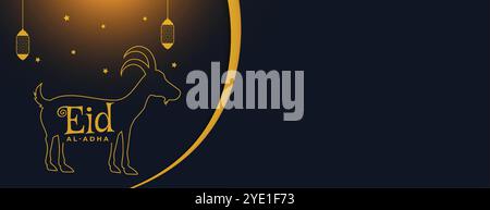 eid al adha mubarak semplice con lanterna e spazio di testo Illustrazione Vettoriale