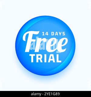 14 days free trial blue shiny button label vector Stock Vector