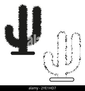 Icona Cactus silhouette. Delineare il cactus con le foglie. Concetto di pianta del deserto. Illustrazione vettoriale. Illustrazione Vettoriale