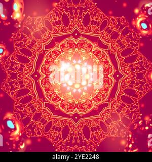 Mandala psichedelico Fractal astratto con simmetria cosmica e modelli caleidoscopici per la Meditazione e la visualizzazione della coscienza alterata Foto Stock