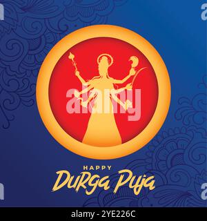 Happy durga pooja navratri festival wishes card design Stock Vector