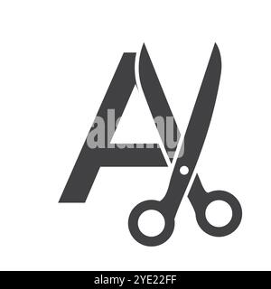 Logo Letter A Salon con simbolo delle forbici Illustrazione Vettoriale