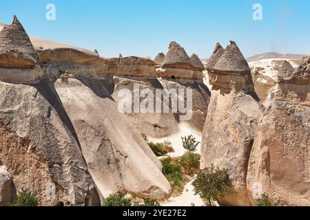 Pittoresche formazioni rocciose nella valle di Pasabag. Punto di riferimento geologico in Turchia Foto Stock