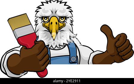 Eagle Painter Decorator tenendo Paintbrush Illustrazione Vettoriale