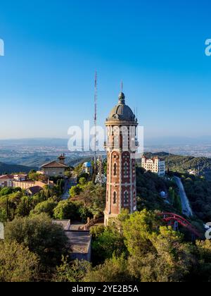 Torre de les Aigues de Dos Rius, Monte Tibidabo, Barcellona, Catalogna, Spagna Foto Stock