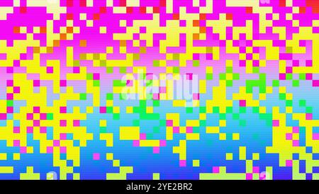 Effetto astratto pixelato colorato arcobaleno 8 bit gioco rétro Glitch pixel Noise Foto Stock