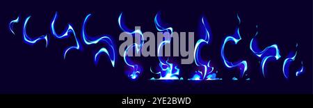 Effetti effetti effetti effetti speciali di gioco fulmineo, animazione di fulmini fulmini fulmini blu. Sequenza animata vettoriale cartoni animati di colpo elettrico, colpo di elettricità magica, tempesta blu e fulmine Illustrazione Vettoriale