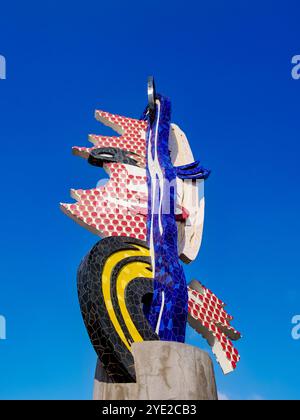 El Cap de Barcelona, la testa di Barcellona, scultura di Roy Lichtenstein, Barcellona, Catalogna, Spagna Foto Stock