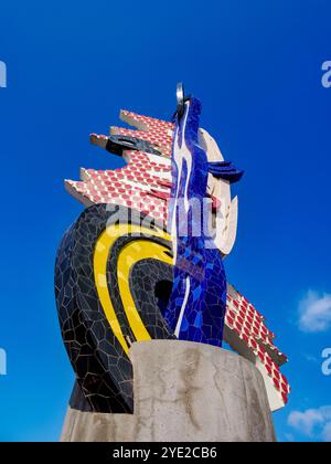 El Cap de Barcelona, la testa di Barcellona, scultura di Roy Lichtenstein, Barcellona, Catalogna, Spagna Foto Stock