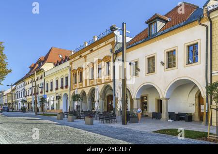 Case storiche sulla piazza principale di Levoca, Slovacchia, Europa Foto Stock