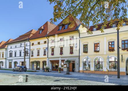 Case storiche sulla piazza principale di Levoca, Slovacchia, Europa Foto Stock