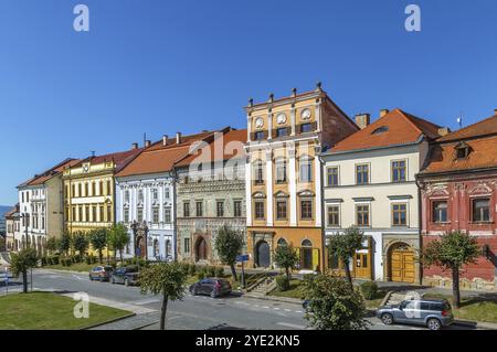Case storiche sulla piazza principale di Levoca, Slovacchia, Europa Foto Stock