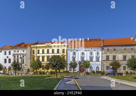 Case storiche sulla piazza principale di Levoca, Slovacchia, Europa Foto Stock