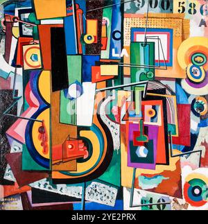 Amadeo de Souza-Cardoso pittura astratta, senza titolo, olio e collage su tela e legno, circa 1917 Foto Stock